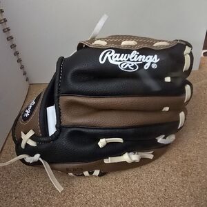 Rawlings Brown Black Baseball Glove Mitt Right Hand Thrower PL90BK Youth 9"